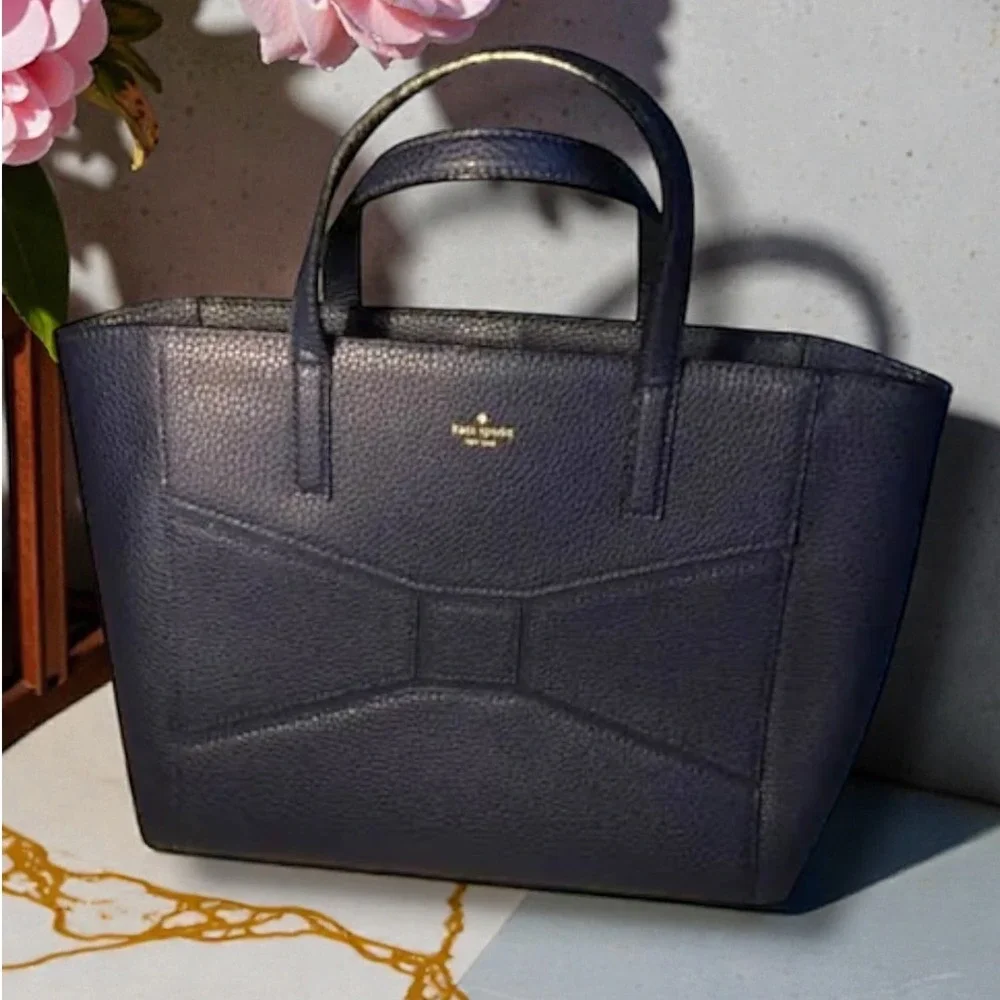 Kate Spade NY Bridge Place Francesca Large Tote French Navy Pebbled Leather NEW